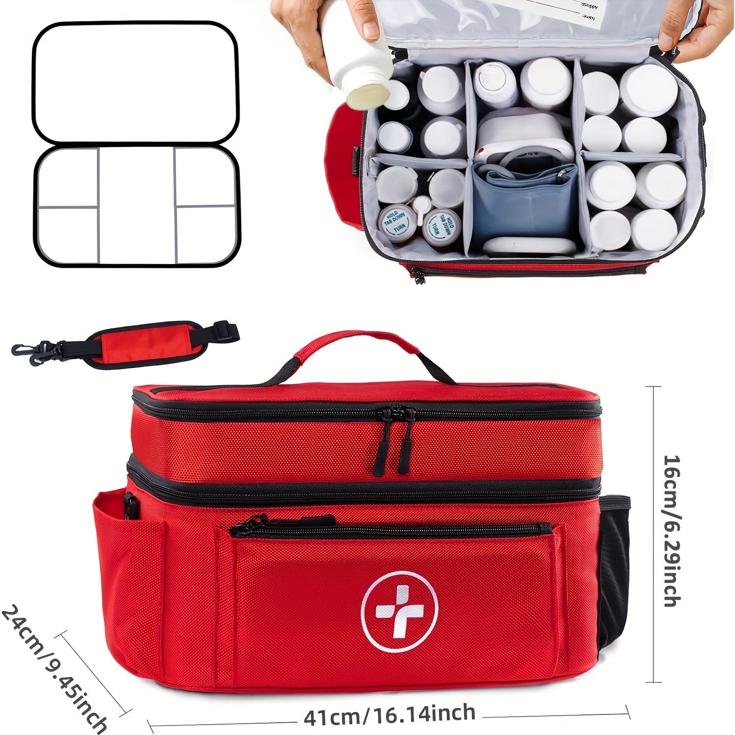 Medicine Storage Bag Organizer – Household First Aid Kit Bag, Portable Medicine Cabinet Basket with Compartments for Home, Travel & Emergency