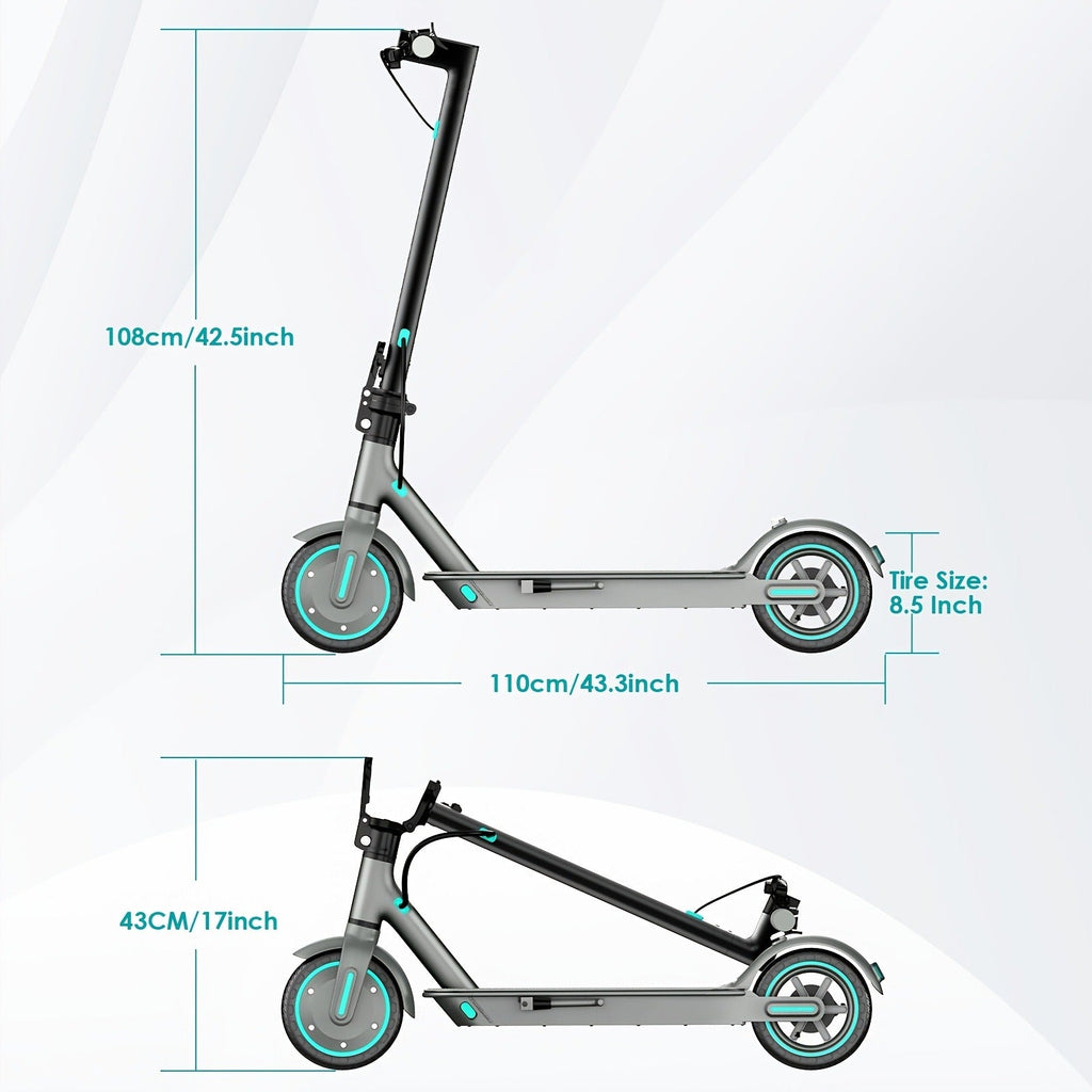 Electric Scooter 350W Foldable Commuter E-Scooter with 8.5'' Solid Tire, LED Display, Dual Brake, 15-20KM Range for Adults Men Women