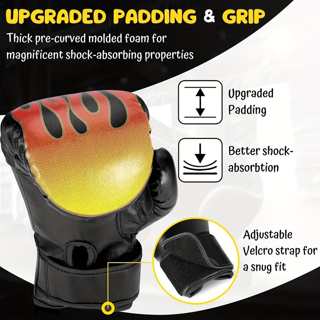 Boxing Training Gloves with Pearl Sponge Padding – Professional Shockproof Faux Leather Gloves for Muay Thai, Sparring, Fighting & Taekwondo, Wrap-Around Wrist Support for Men & Women