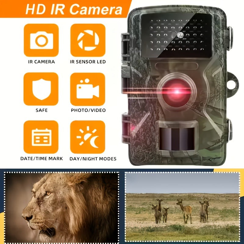 Trail Camera 1080P FHD – 0.8s Trigger, Camouflage Hunting Camera with Night Vision, 32GB SD Card Compatible | KLZO Wildlife Cam