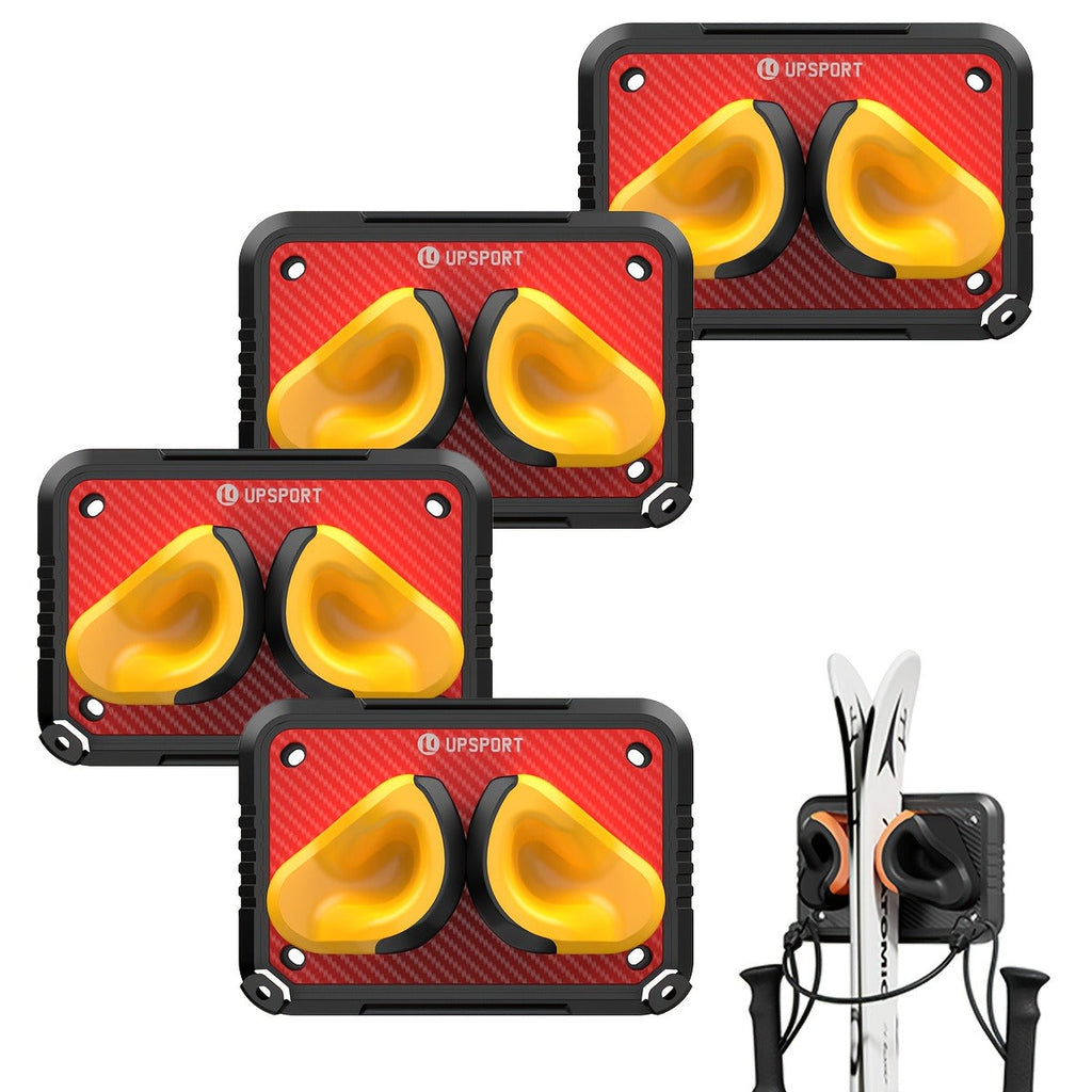 Wall-Mounted Ski & Sports Equipment Storage Rack – Heavy Duty Garage Organizer Hook Set, Holds Up to 100 lbs, Space-Saving Wall Mount for Skis, Poles, Tools & Household Items, Home & Garage Use, 4-Pack
