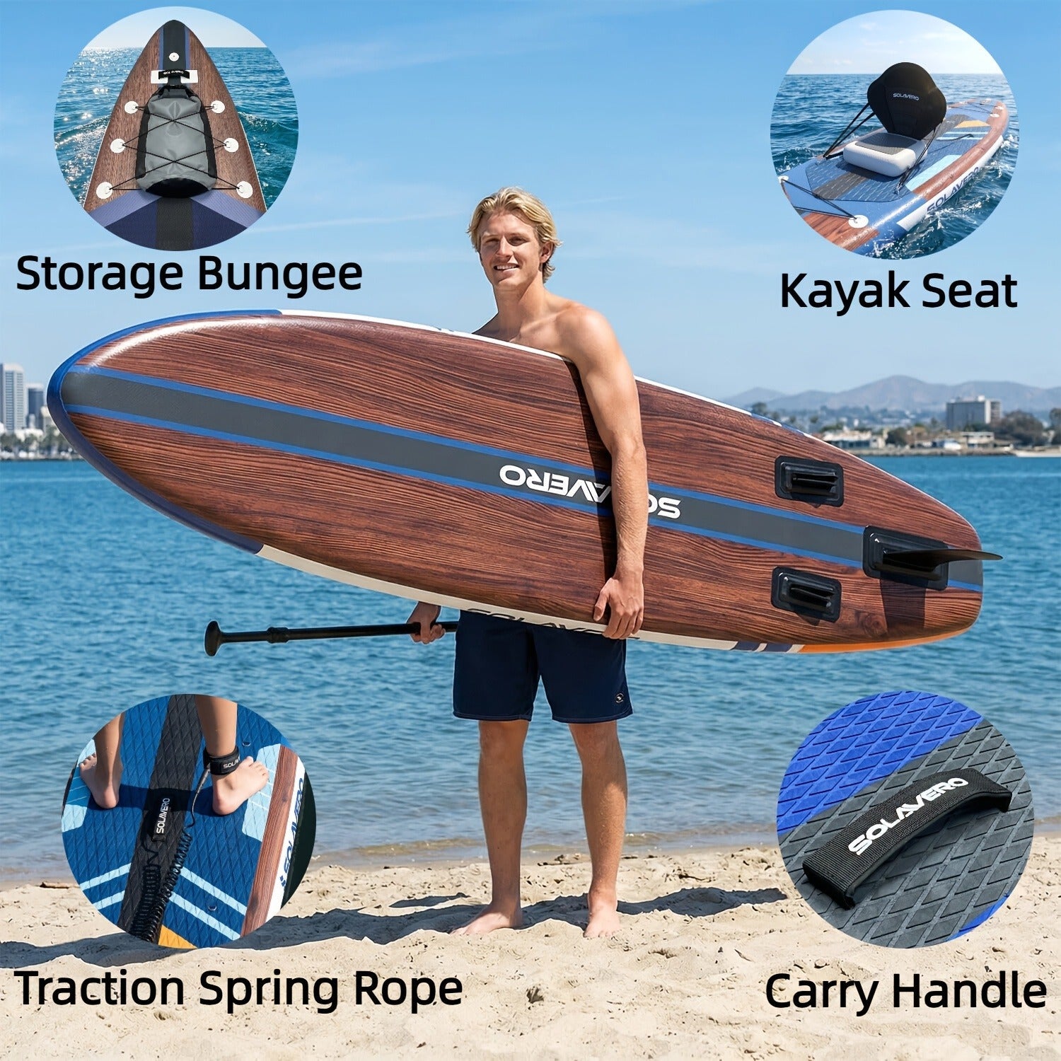 Stand Up Paddle Board Inflatable SUP 10'6" & 11'6" - Non-Slip EVA Deck, 180kg Capacity, All-in-One Accessories Kit with Pump, Adjustable Paddle, Ankle Leash, Phone Pouch & Fins for Yoga Fishing Surfing