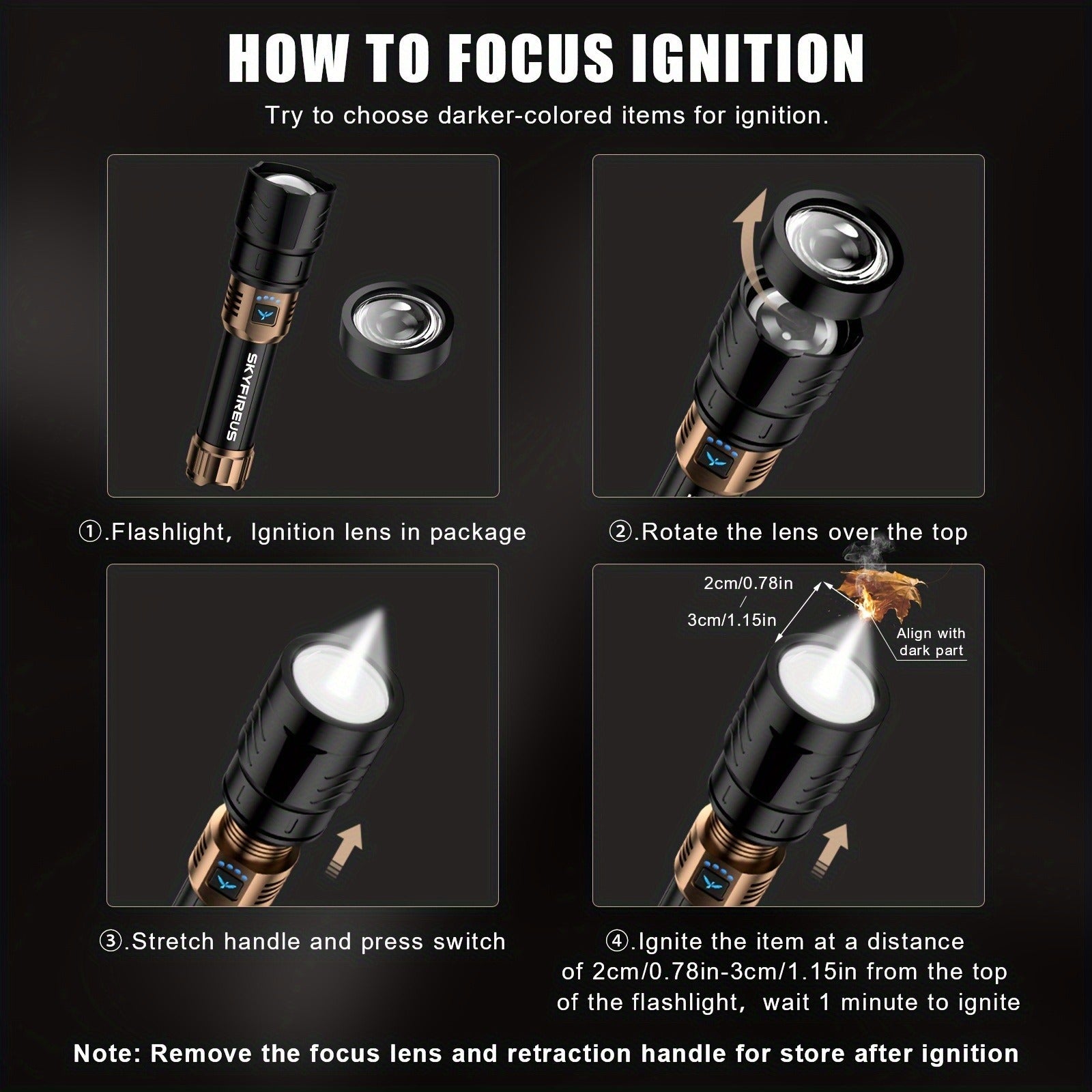 High Lumen LED Flashlight Zoomable 4 Modes Rechargeable Cycling Light for Camping Outdoor Household Use