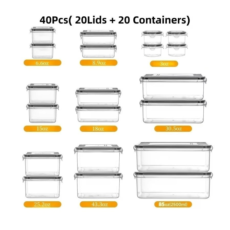 Sealed Food Storage Containers with Lids - Microwave Safe Outdoor Picnic Lunch Box Set for Salads, Fruits, Vegetables & Sandwiches, Durable Leak-Proof Meal Prep Containers, Available in 24/40/48pc Sets
