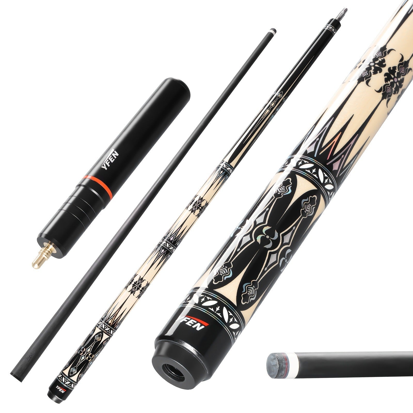 Carbon Fiber Pool Cue Stick Low Deflection Billiard Cue with 11.8mm 12.5mm Tip Pro-Taper Shaft Canadian Maple Butt Extension Compatible Professional Pool Cues for Competitive Play and Tournament Use