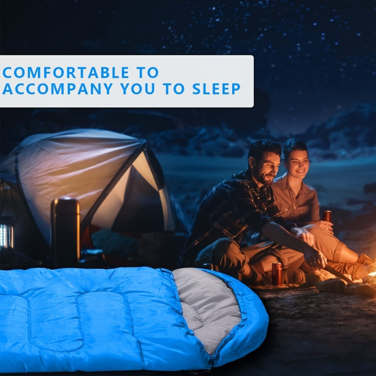 Lightweight 4 Season Sleeping Bag Envelope Design with Drawstring Closure Adjustable Hood Strap Portable Camping Sleep Bag for Backpacking Hiking Mountaineering Travel Indoor Outdoor