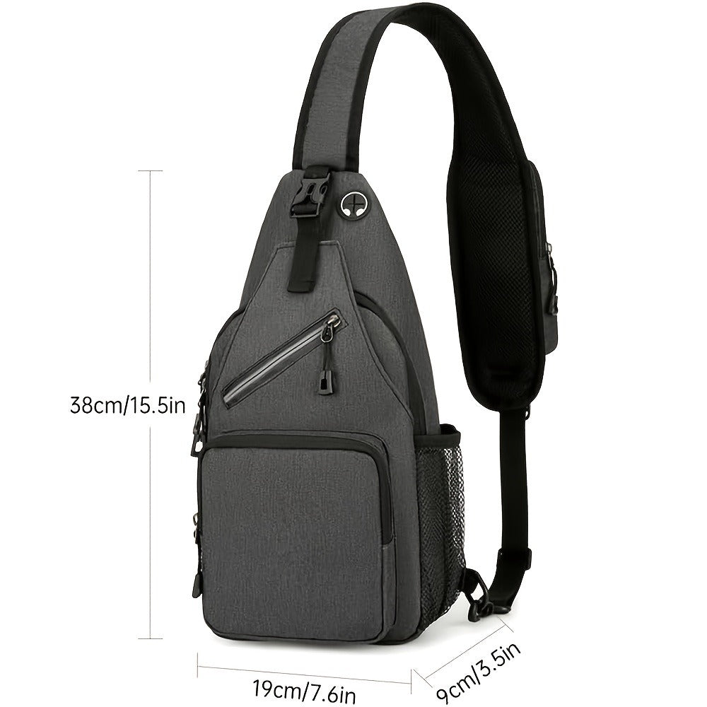 Crossbody Sling Backpack for Women Men - Lightweight Oxford Cloth Shoulder Chest Bag Daypack for Hiking Traveling Camping, Large Capacity Zipper Sling Bag with Adjustable Strap (2 Pack)