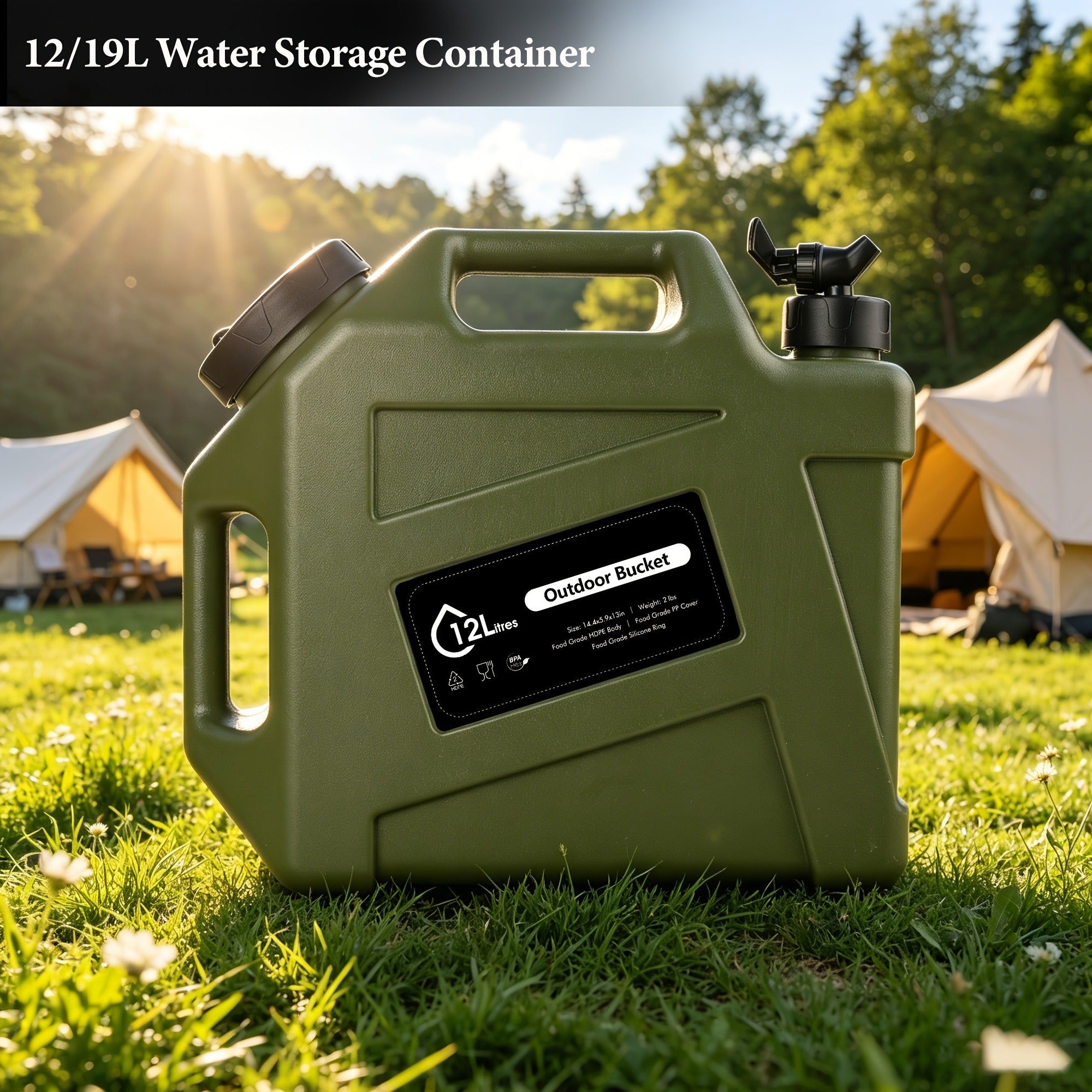 Water Storage Container with Spigot 2 Handles BPA Free PVC Collapsible Water Jug for Camping Outdoor RV Hiking Emergency Survival Portable Water Tank 3.2Gal 5Gal 2.6Gal Multi-Color Options