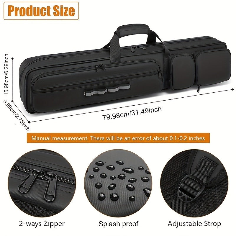 Pool Cue Case 4x4 – Billiard Cue Bag Holds 4 Butts & 4 Shafts, Hidden Backpack Strap, Large Front Accessory Pockets – Durable Pool Stick Carrying Case for Home, Club & Tournament