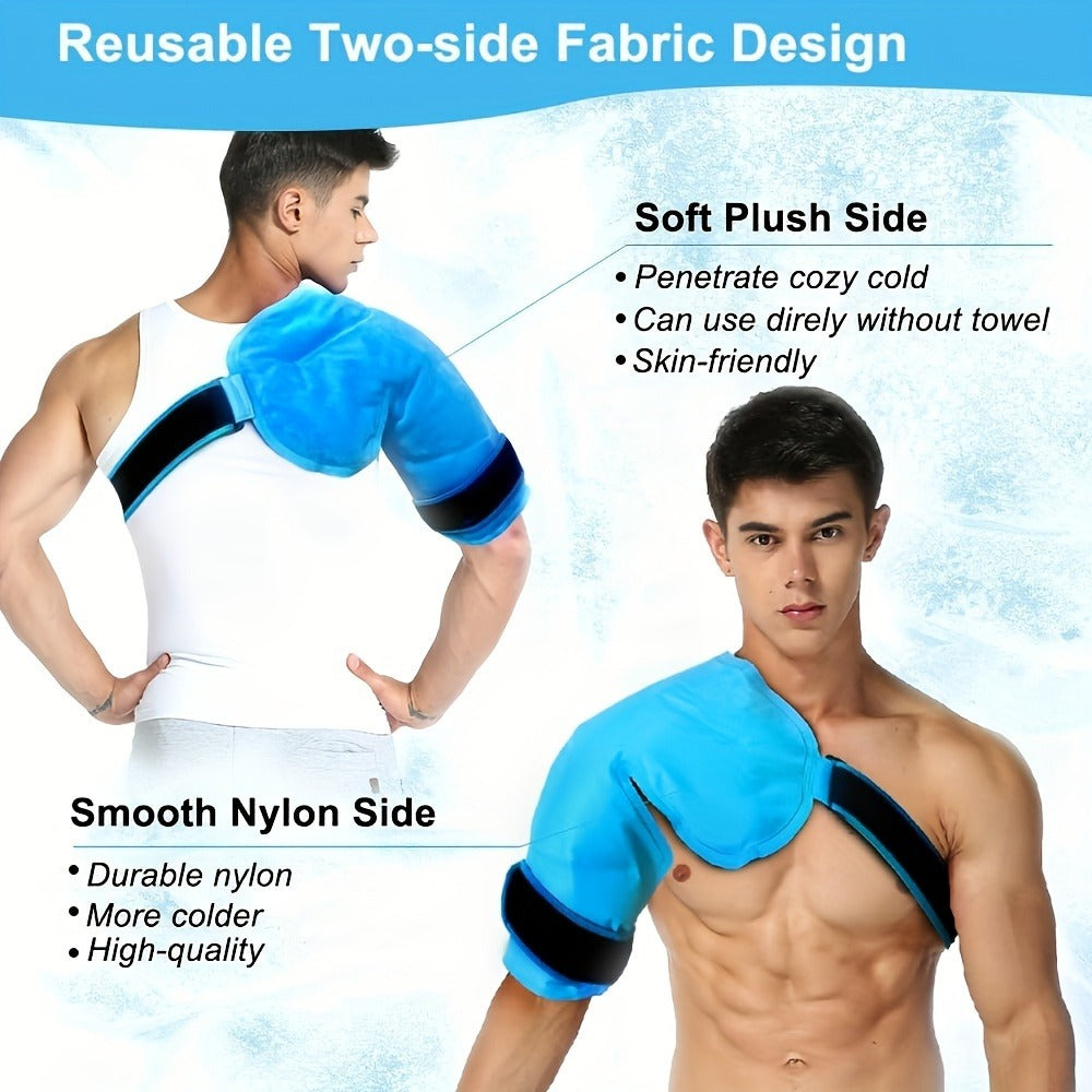 Shoulder Ice Pack Wrap Hot Cold Therapy Gel Pack Reusable Rotator Cuff Compress Adjustable Strap Hands-Free Pain Relief for Athletes Gym Home Recovery