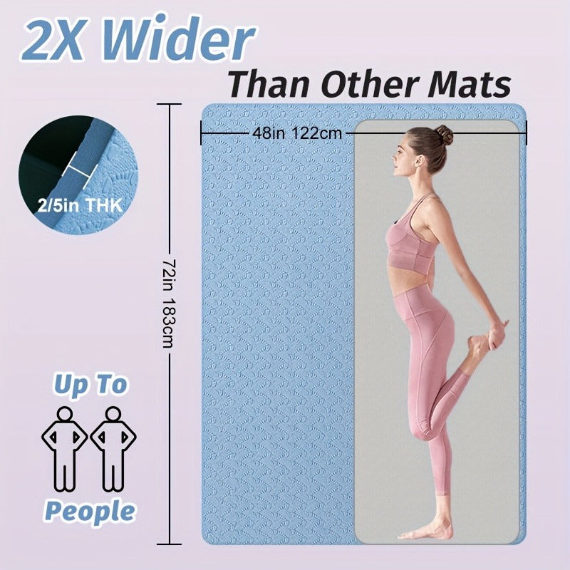 Extra Large TPE Yoga Mat 6’×4’ – 10mm Extra Thick Non-Slip Exercise Mat with Alignment Lines, Double-Sided Grip, 24 Sq Ft Professional Yoga Mat for Women & Men, Home Workout, Pilates & Gym