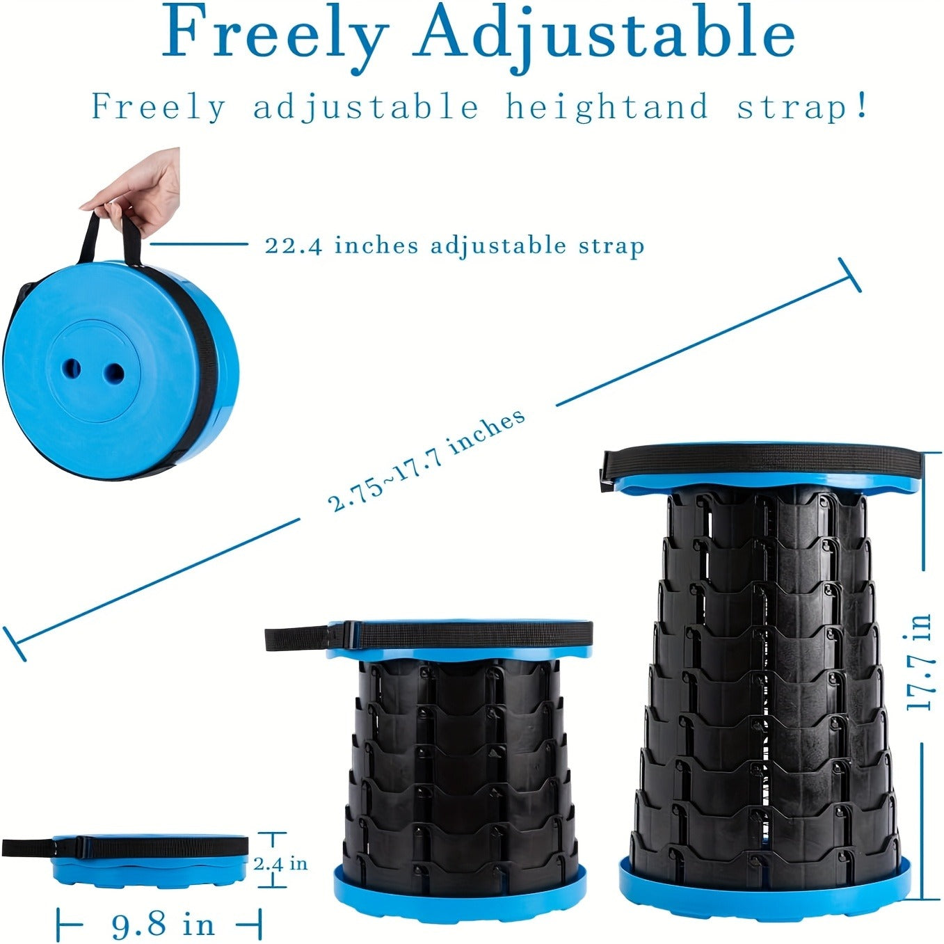Portable Folding Cylinder Stool – Lightweight Plastic, Waterproof & Durable, Easy to Carry & Store – Outdoor Camping, Fishing & Travel Stool, Iridescent or Blue