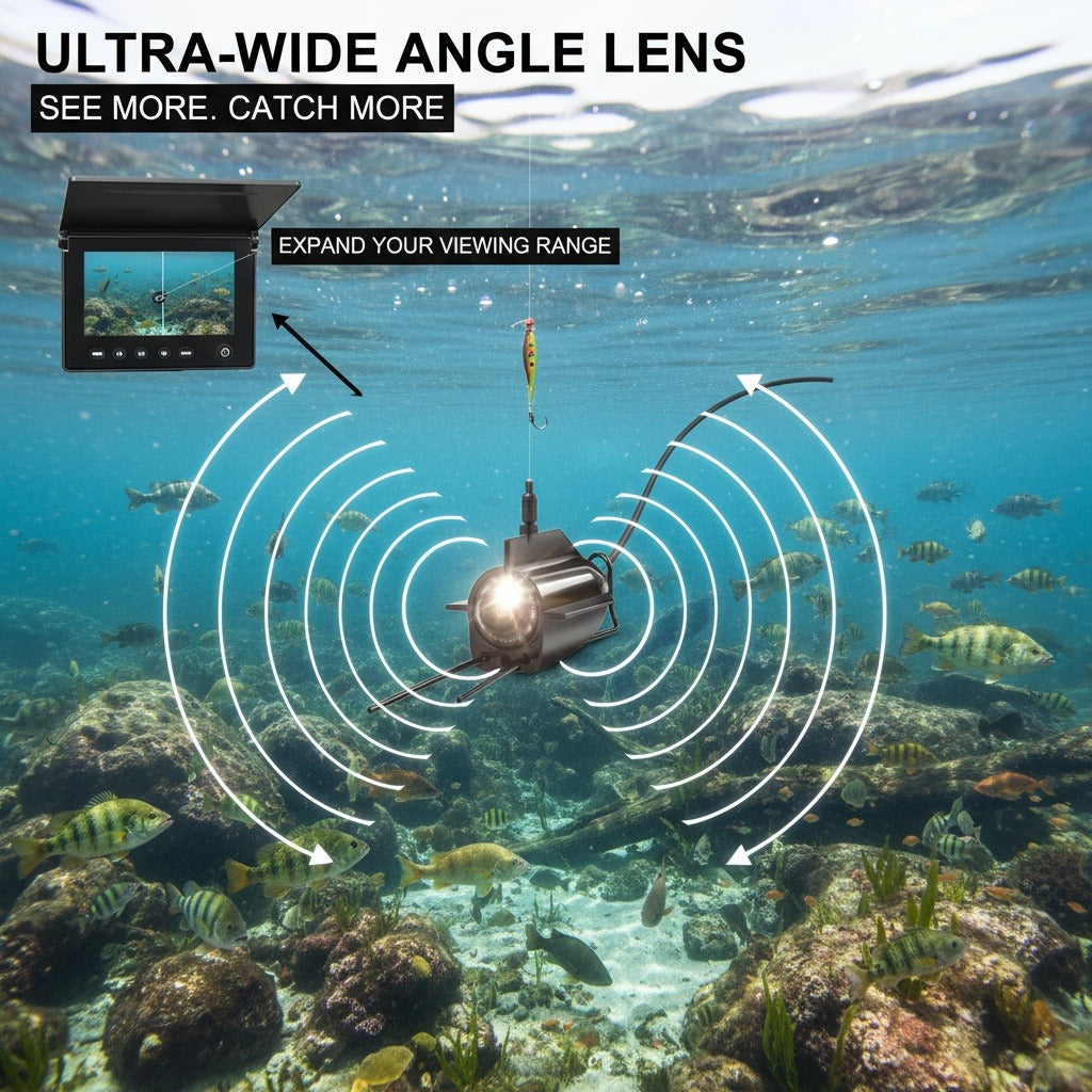 Underwater Fishing Camera with 4.3" HD Screen - Fish Finder with 140° Wide Angle Lens, Fish-Attracting Light, Shielded Cable for Ice Fishing, Lake & River, Gift for Fishing Enthusiasts