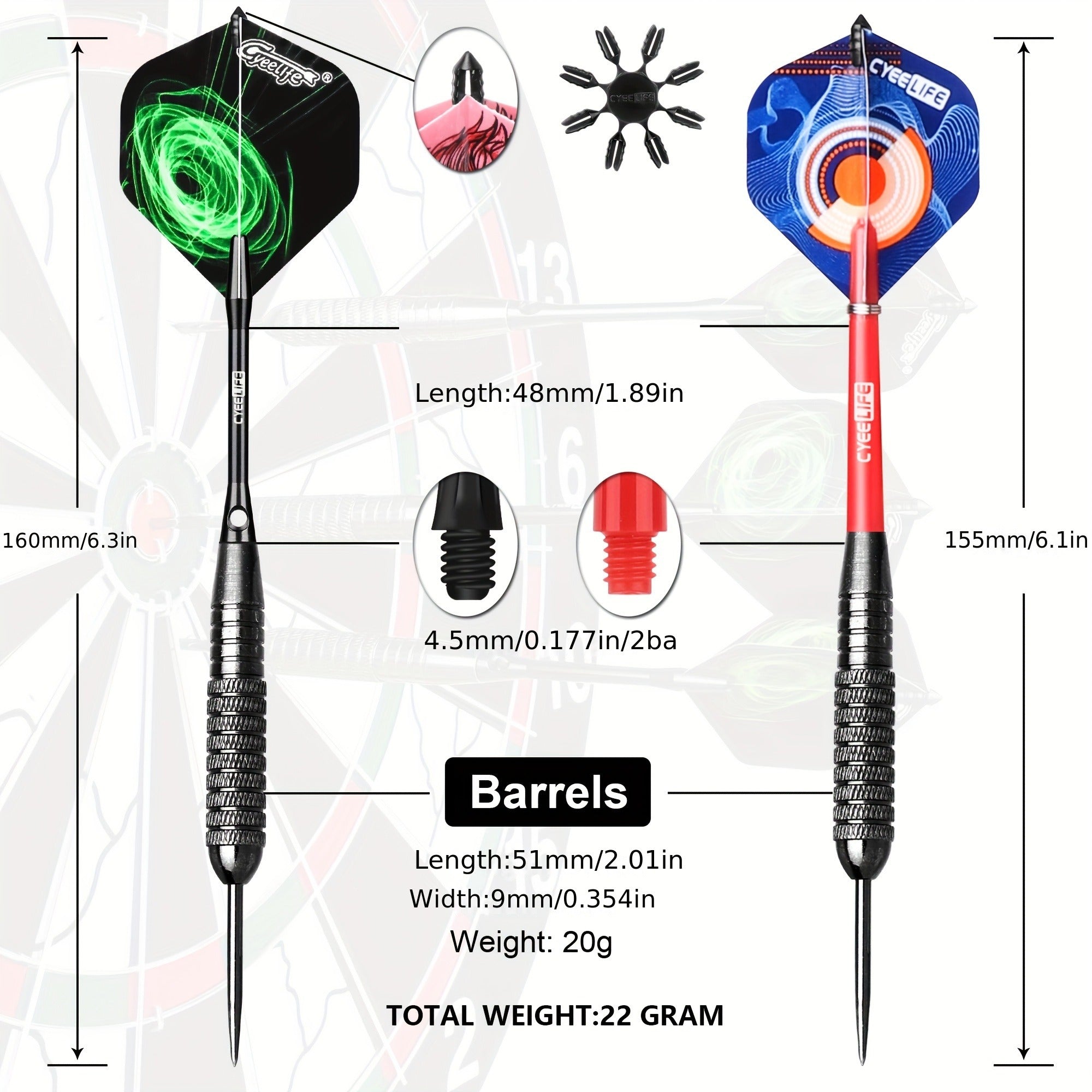 Professional Steel Tip Darts Set with Carrying Case - Aluminum & PVC Shafts, Extra Replacement Flights & Plastic Protectors, Complete Dart Accessory Kit for Dartboard Practice