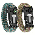 Paracord Survival Bracelet 2-Pack – 5-in-1 Tactical Emergency Bracelet with Fire Starter, Compass, Loud Whistle & Scraper, Outdoor Gear for Hiking, Camping, Fishing, Hunting & Survival Kit
