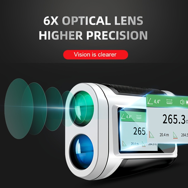 Laser Rangefinder 1000m for Golf & Hunting – Slope Compensation, Flag Lock Vibration, 6x Magnification, USB Rechargeable, 10 Measurement Modes with English Voice & LCD Display