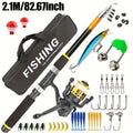 Baitcasting Rod and Reel Combo Set – Medium-Fast Action Telescopic Fishing Rod with Line, Lures, Accessories Box & Carry Bag, Ambidextrous Design for Beginners