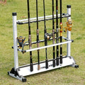 Aluminum Fishing Rod Holder Rack Holds Up to 24 Rods, Portable Lightweight Rust-Resistant Rod Stand with Cushioned Holders & Carrying Handle, Freestanding Fishing Pole Organizer for Garage Cabin Home