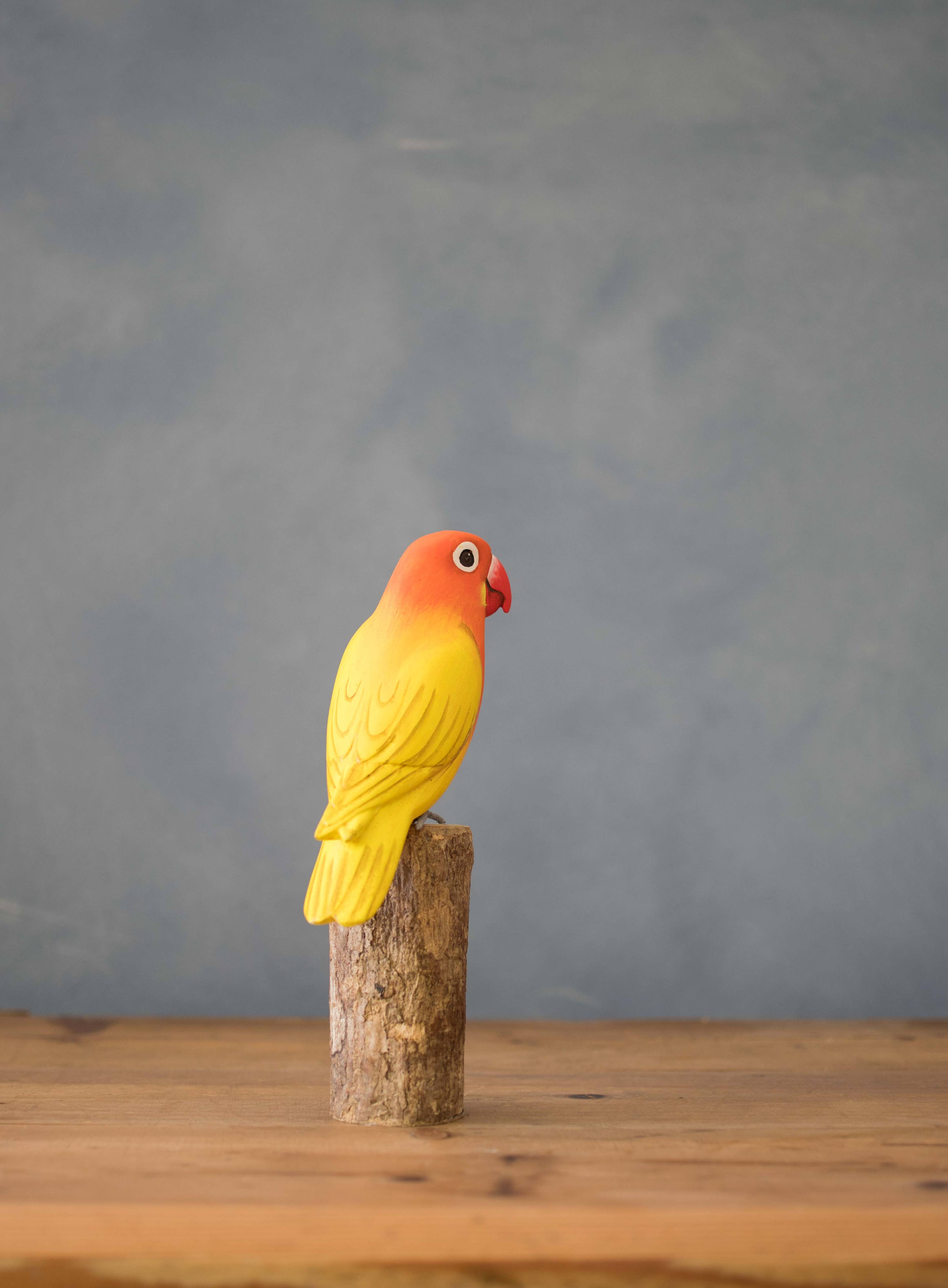 Hand Carved Lovebird - 7.5"H
