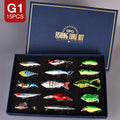 Swimbait Fishing Lures 15pcs Multi-Section Jointed Lure Kit for Bass Pike Trout, Saltwater Freshwater Realistic Swimming Action Fishing Bait Set G1 G2 G3 Styles, Fishing Gift Bundle