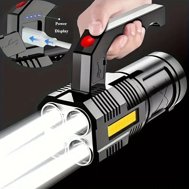 XHP90 Tactical Flashlight 2 Pack 300 Lumen 4 Modes USB Rechargeable 18650 Camping Light with Battery Display 200m Beam