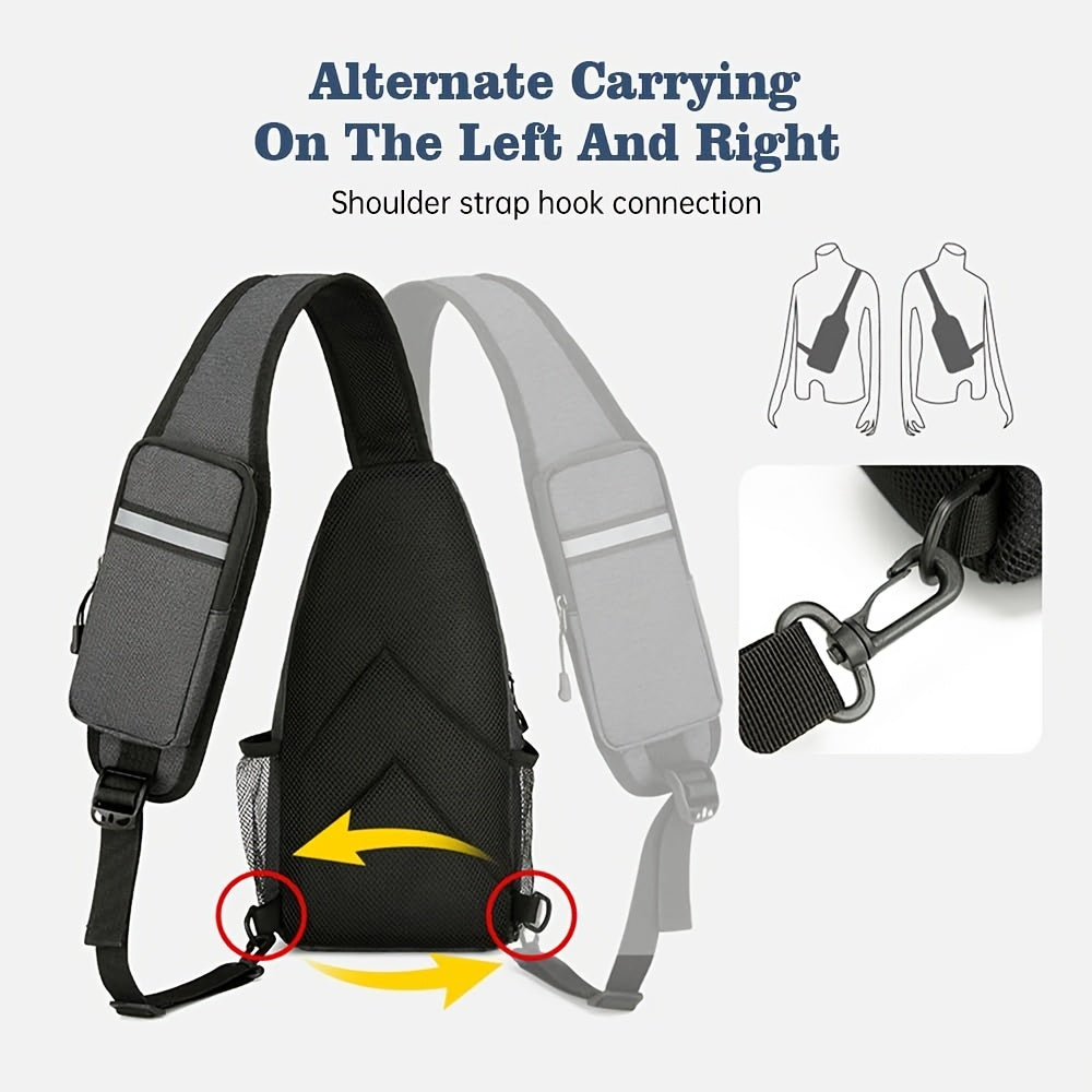 Sling Bag 2 Pack Lightweight Crossbody Backpack for Men Women Oxford Chest Shoulder Daypack Hiking Travel Casual Outdoor Bag Set Dark Grey Light Grey