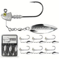 Underspin Jig Heads 6-Pack with 100% Brass Blade – Never Rust Rotating Spinner Jig for Bass & Saltwater Fishing – 3/16oz, 1/4oz, 3/8oz, 1/2oz – Flash & Vibration Swimbait Head
