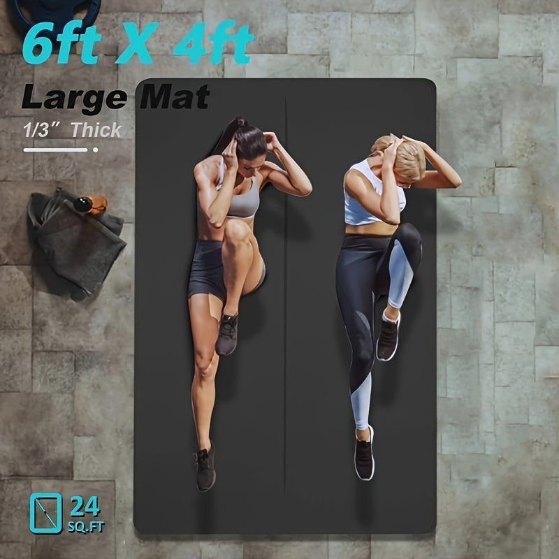 Large TPE Yoga Mat 6'x4' Extra Thick 1/3" – Alignment Lines, Double-Sided Non-Slip Professional Mat for Yoga, Pilates & Home Workout for Women & Men