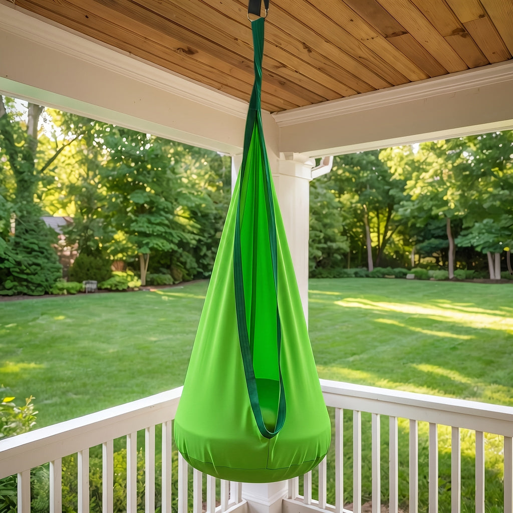 Hanging Hammock Chair with Inflatable Pillow & Storage Pocket – Indoor Outdoor Swing Chair, Max Load 264 lbs, Woven Nylon, Includes Straps & Screws, 4 Colors Available
