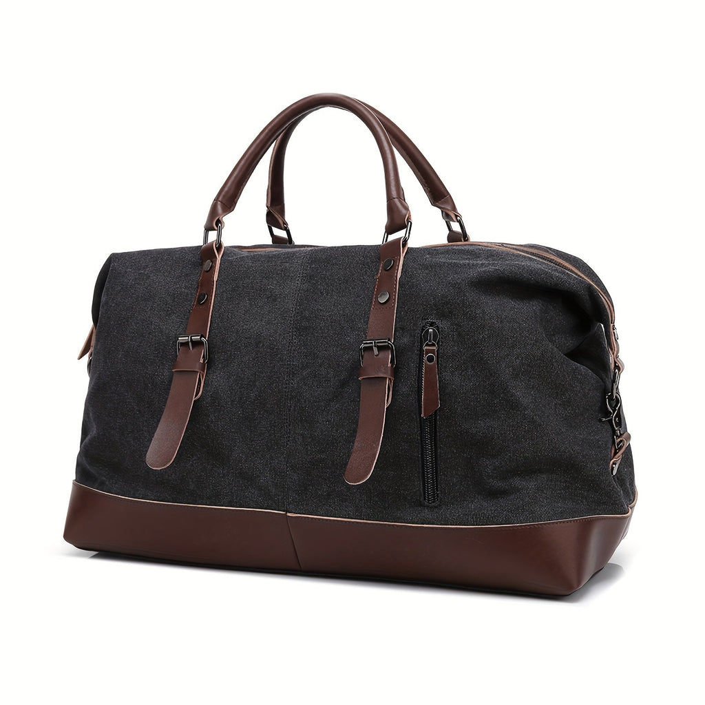 Canvas Weekender Bag Large Capacity Travel Duffel Overnight Bag Zipper Canvas Holdall Tote Satchel Handbag for Men Women Black Navy Army Green Coffee Grey