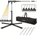 Baseball Swing Trainer with 5 Power Bands & Auto Reset System – Height Adjustable 31–47 Inch Portable Batting Trainer with Sturdy Base & Carry Bag for Indoor Outdoor Use, All Skill Levels