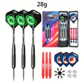 Professional Steel Tip Darts Set with Carrying Case - Aluminum & PVC Shafts, Extra Replacement Flights & Plastic Protectors, Complete Dart Accessory Kit for Dartboard Practice