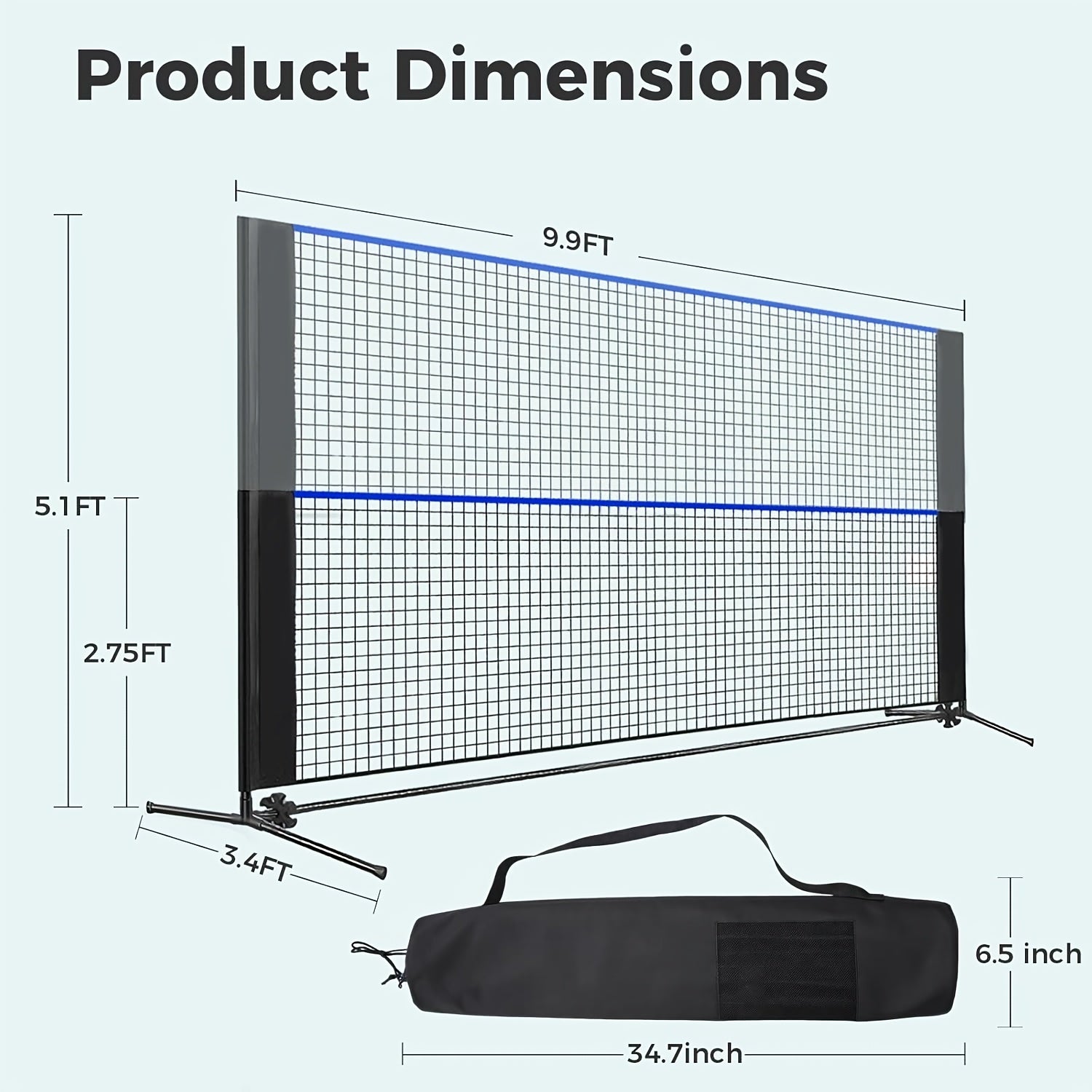 Badminton Volleyball Net Portable Adjustable Height 10ft 14ft 17ft Weather-Resistant Outdoor Indoor Backyard Pool Court Net with Carry Bag for Backyard Lawn Beach Park Play