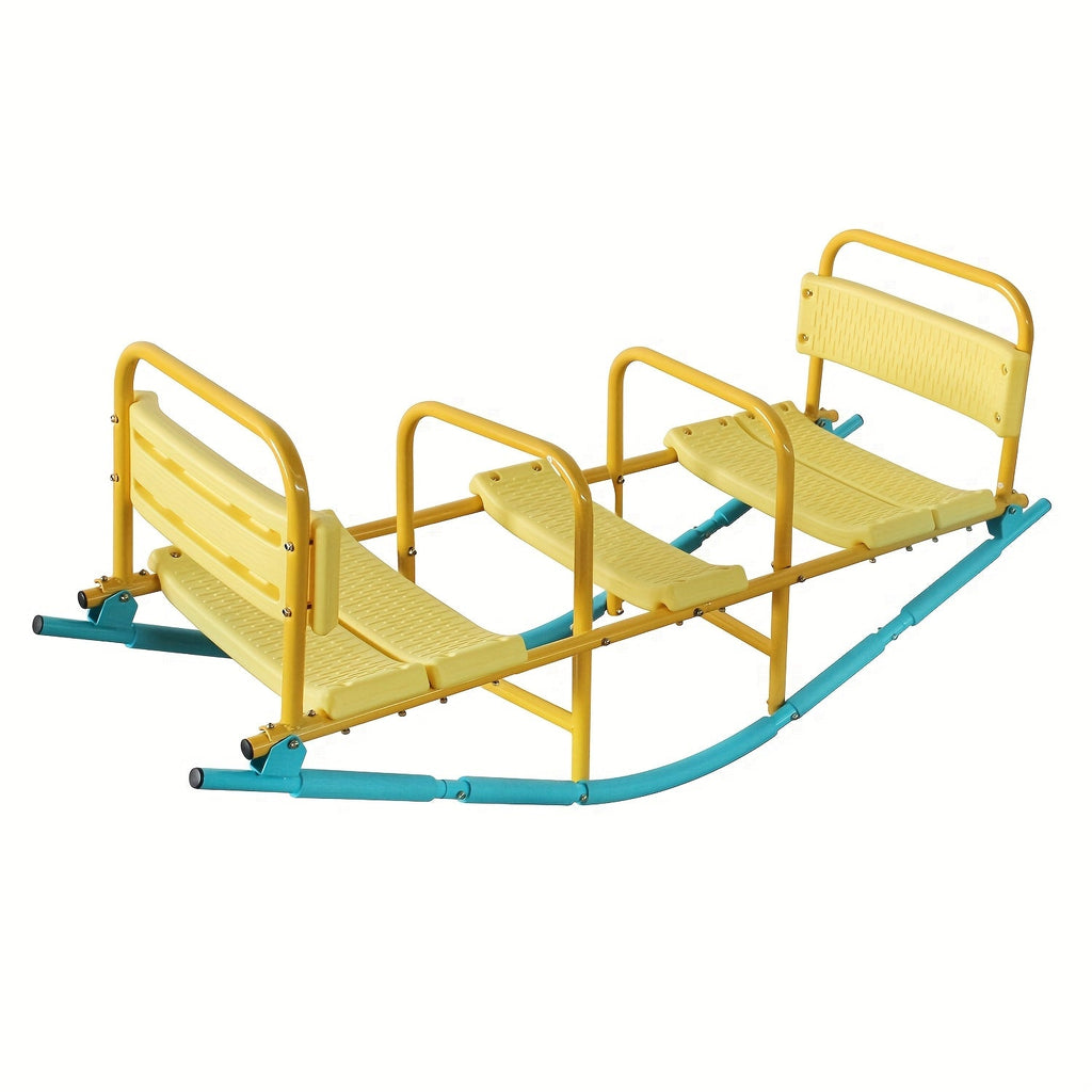 Kids Metal Teeter Totter 2-in-1 Seesaw & Rocker for Boys and Girls – 1 to 3 Person Indoor Outdoor Rocking Seesaw, Heavy-Duty Playground Equipment for Backyard, Lawn & Playroom