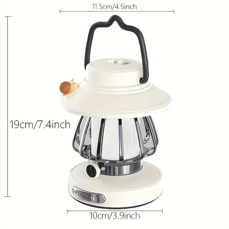Camping Lantern Rechargeable LED, Snail Design Portable Camp Light with 3 Color Modes & Dimming, USB & Battery Dual Power, 18650 Lithium Battery, Freestanding Tent Light for Camping Hiking Emergency Home
