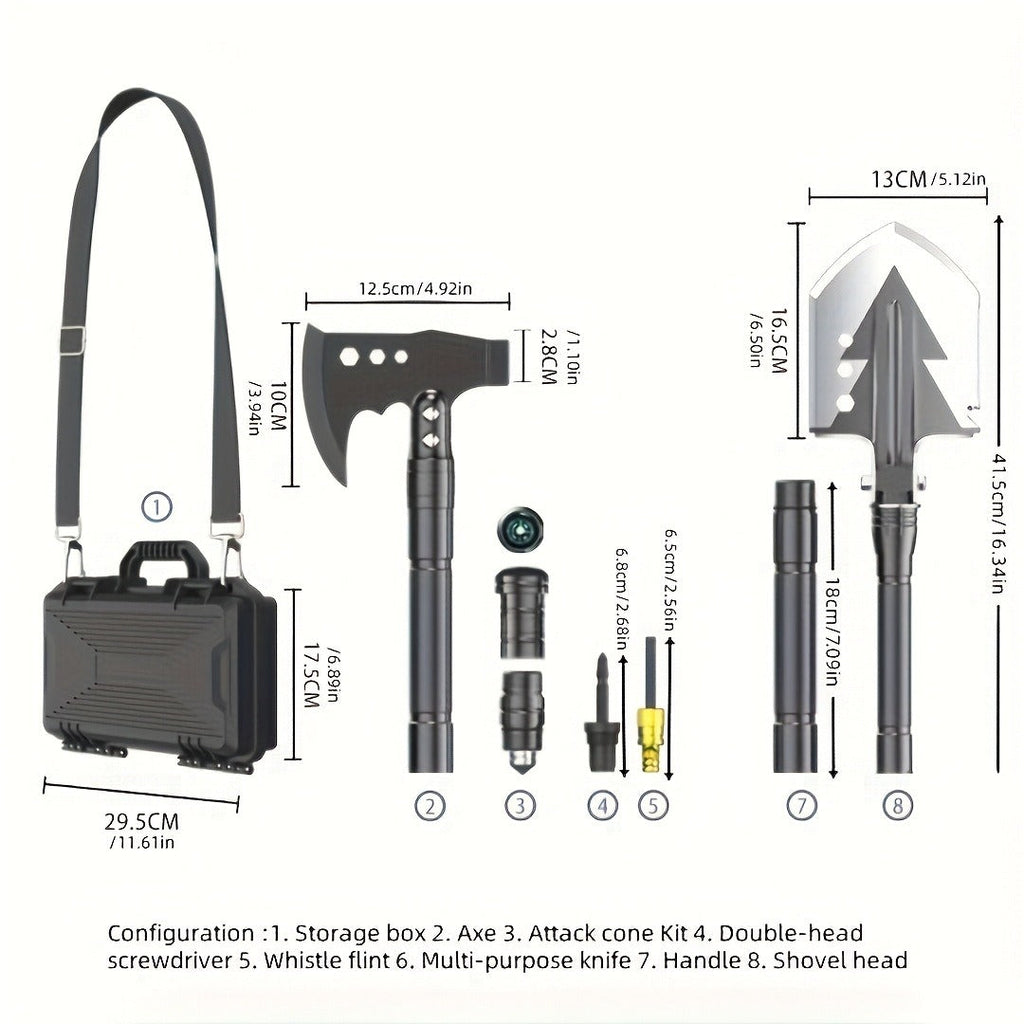 Hand-Forged Camping Axe & Shovel Set Portable Outdoor Tool Kit for Chopping Firewood Hiking Backpacking Gardening Backyard Survival Activities