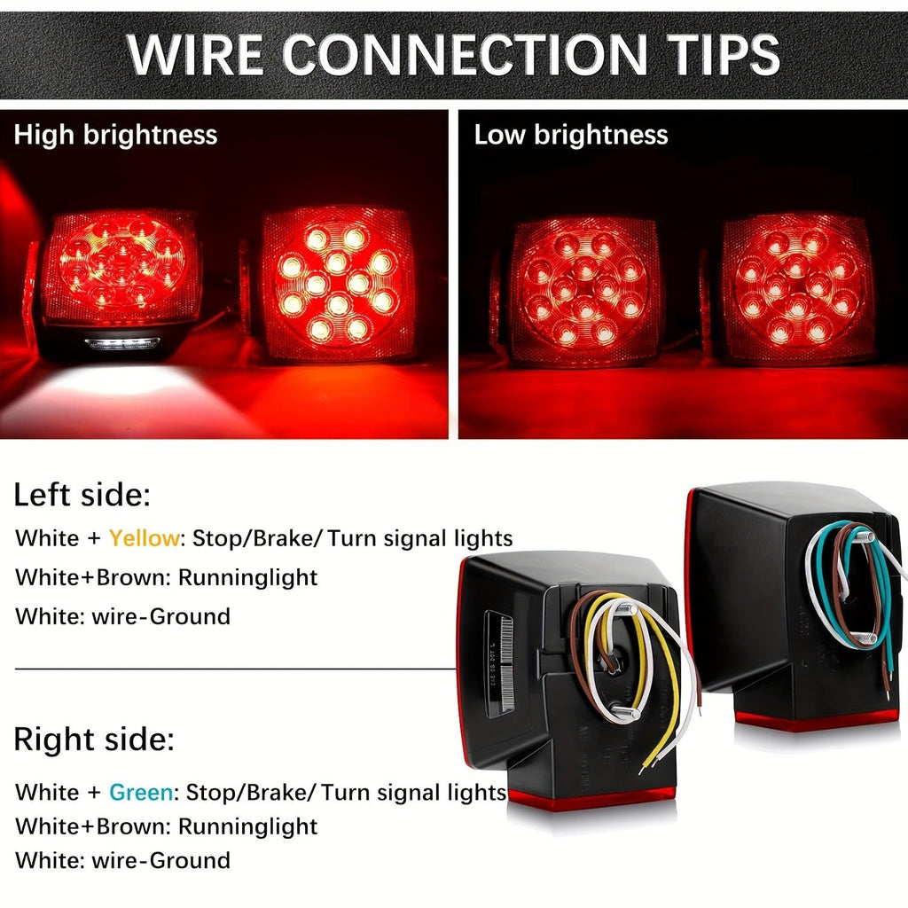 LED Trailer Light Kit 12V Submersible – Utility Trailer Lights for Boat, RV & Truck Under 80", Complete Wiring Harness, License Plate Bracket, Corrosion-Resistant Tail & Turn Signal Lights