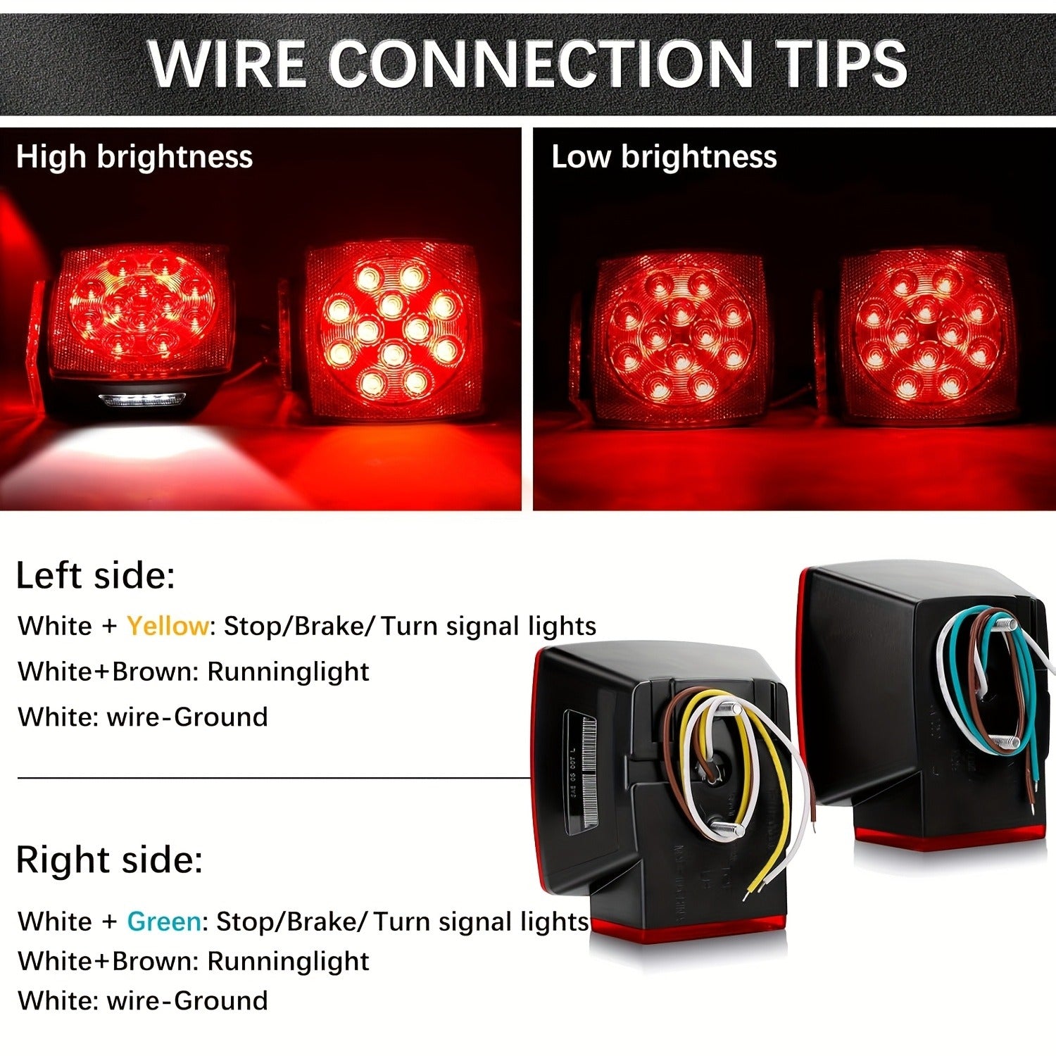 LED Trailer Light Kit 12V Submersible – Utility Trailer Lights for Boat, RV & Truck Under 80", Complete Wiring Harness, License Plate Bracket, Corrosion-Resistant Tail & Turn Signal Lights