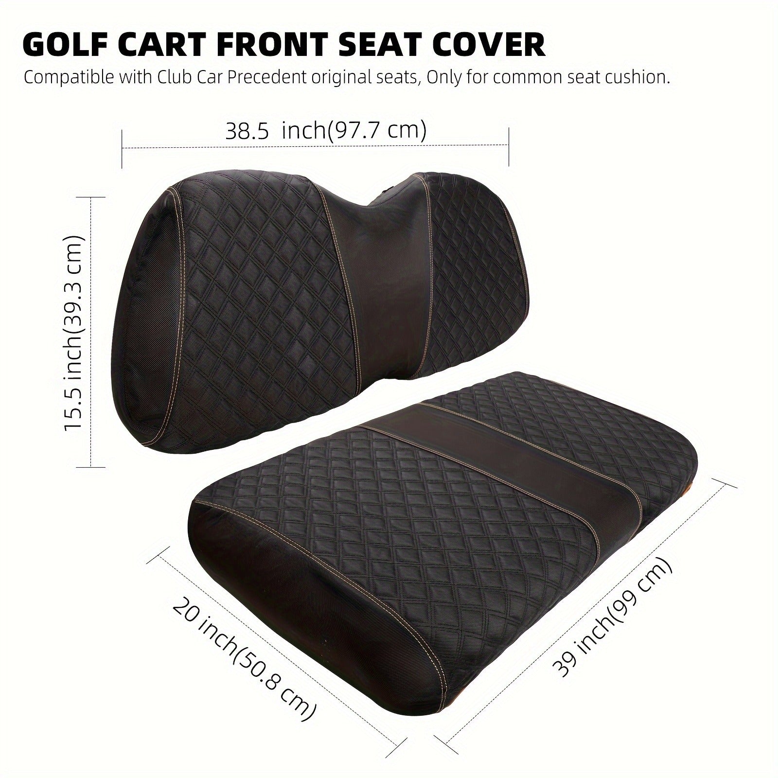 Golf Cart Seat Covers for Club Car Precedent Front Seat 1680D Oxford Cloth No Drilling Required Breathable Washable Air Dry Soft Protective Seat Kit
