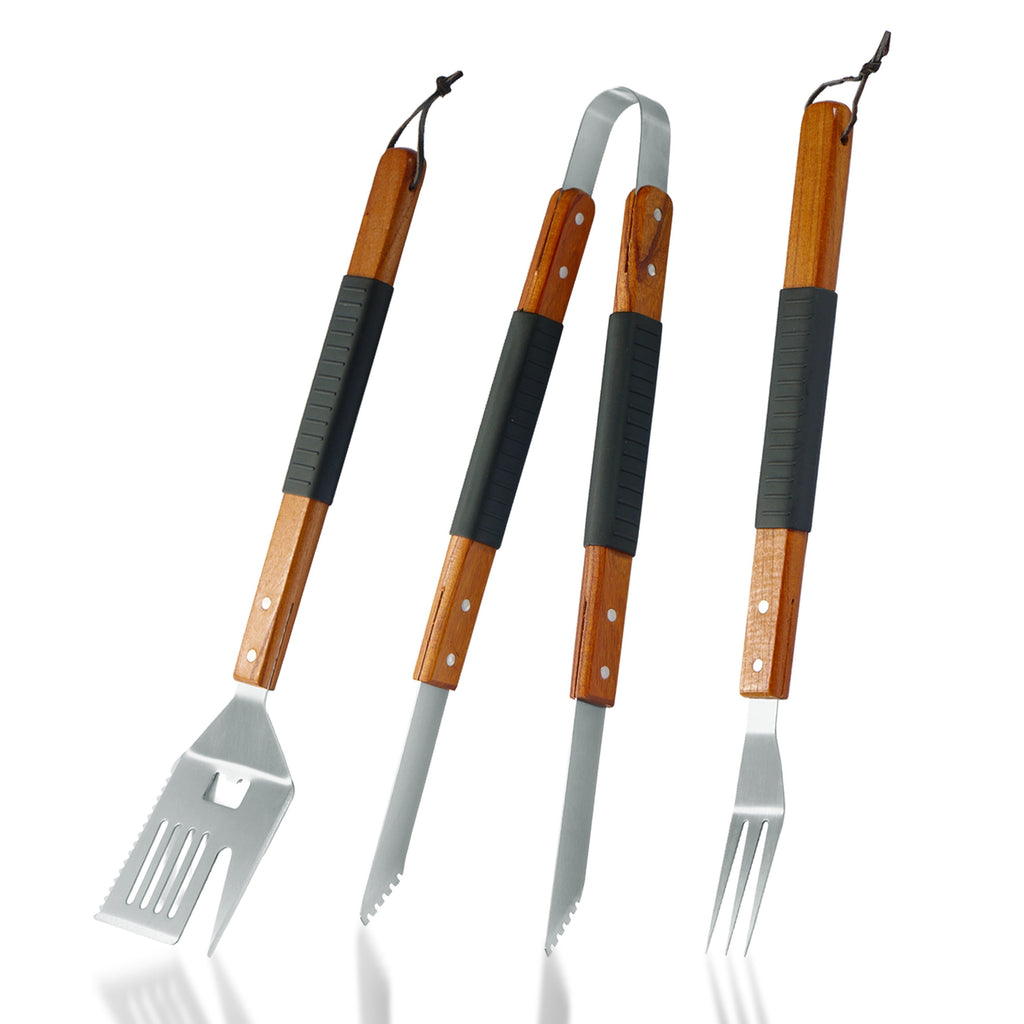 BBQ Grill Tool Set Stainless Steel – 430 Food-Grade Fork, Knife & Griddle Tools with Click Assembly Design – Outdoor Barbecue Utensil Kit for Camping, Backyard & Grilling