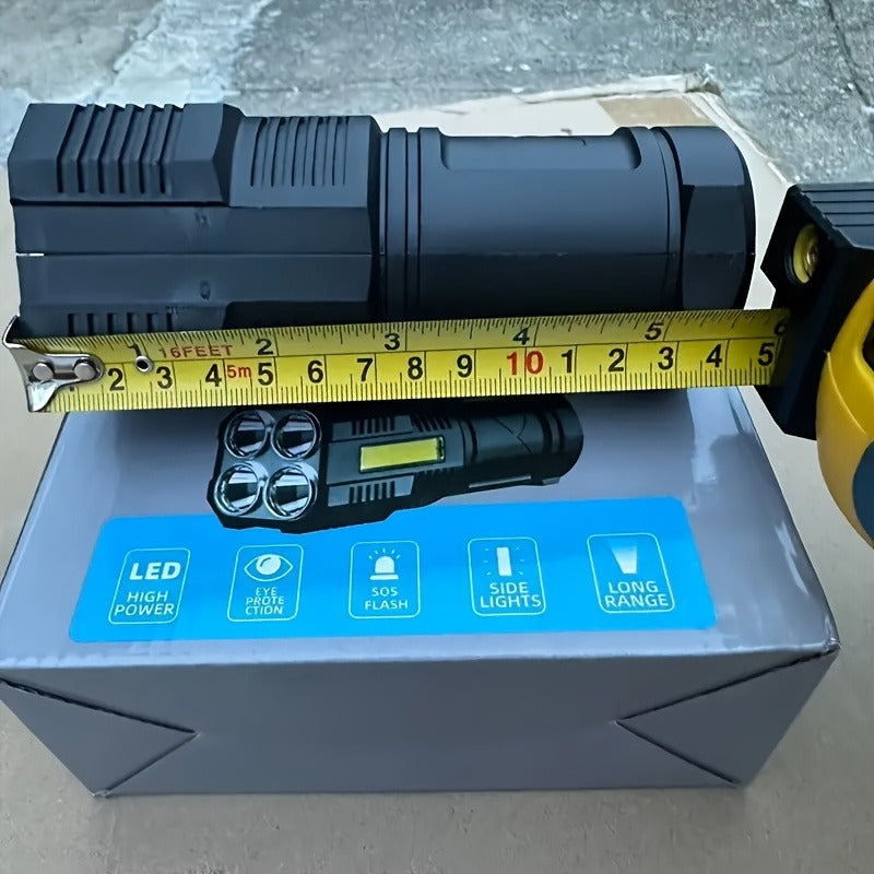 Rechargeable LED Flashlight 6-Pack - Transparent COB Side Light, 6 Modes Multifunction Handheld Torch, ABS Body for Camping, Hiking, Work & Emergency Power Outage
