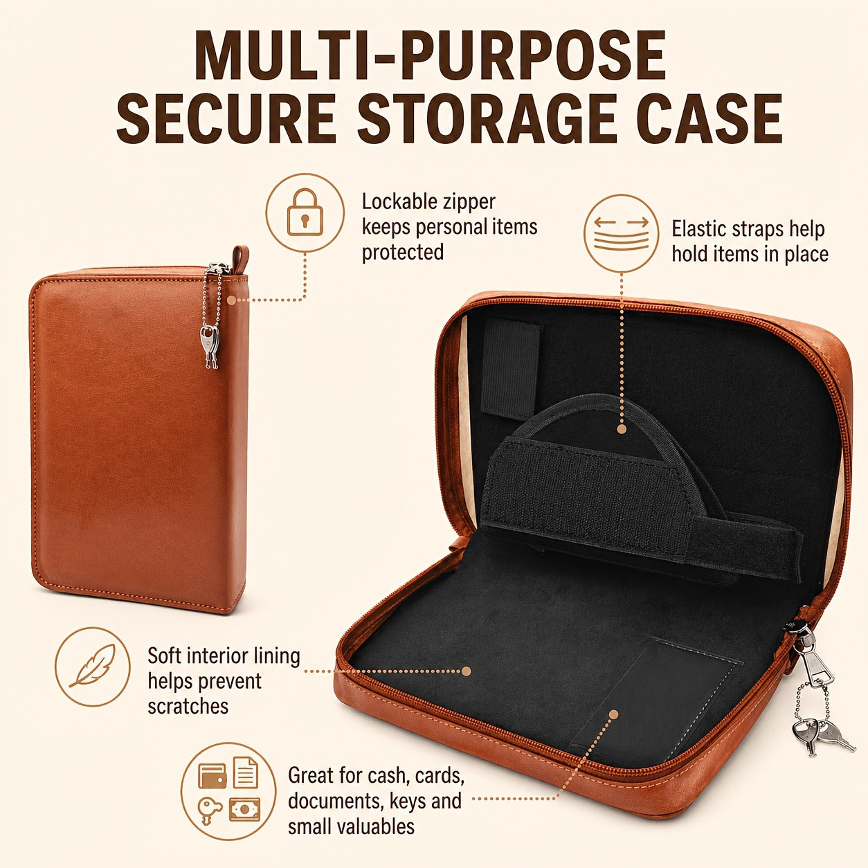 Lockable Soft Pistol Case Book-Style Handgun Storage Bag with Zipper - Discreet Portable Gun Case for 9mm & Most Handguns, Safe Transportation & Home Storage, Available in Black & Brown