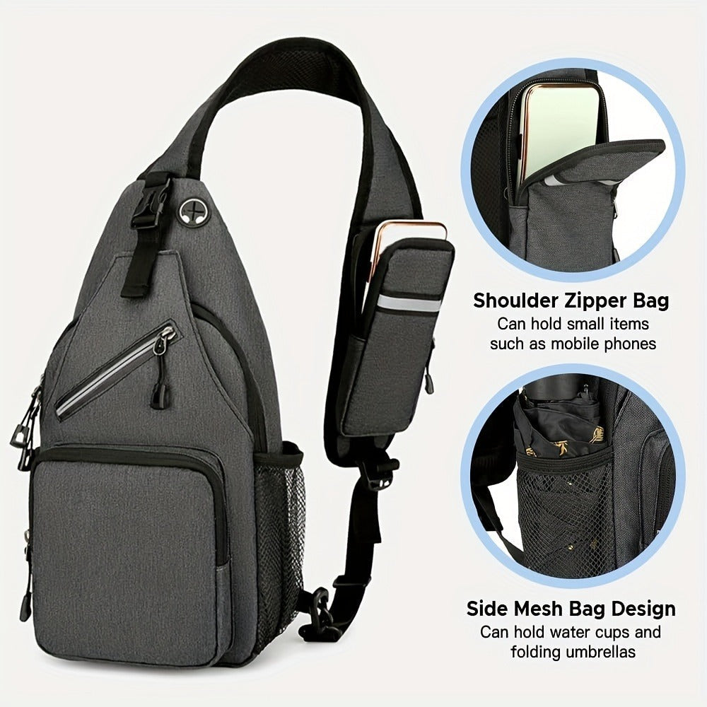Crossbody Bag for Women & Men, Large Capacity Single Shoulder Bag with Zipper, Lightweight Multi-Pocket Design, Casual Sling Bag for Travel, Hiking, Work & Daily Use – Multiple Colors Available