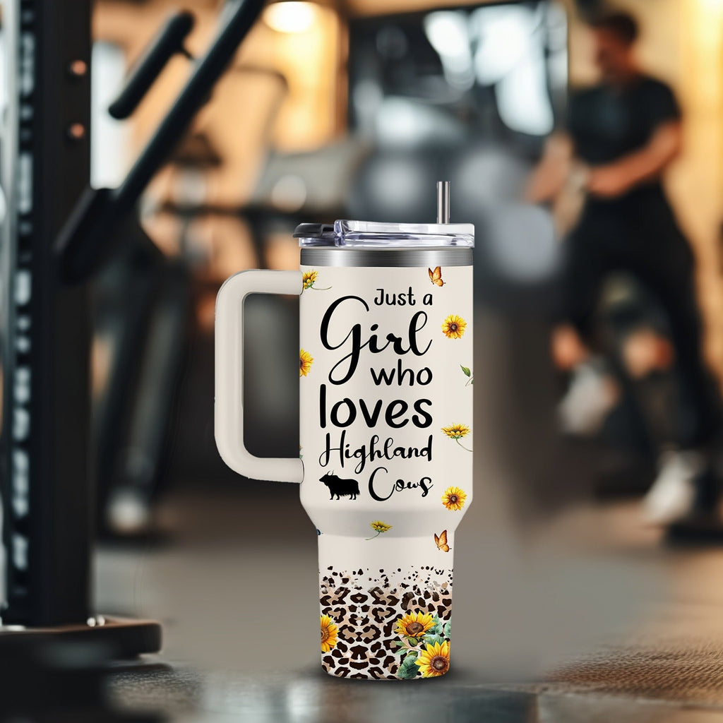 40oz Stainless Steel Tumbler with Handle and Lid - Cow Print Insulated Travel Cup for Hot & Cold Drinks, Double Wall Vacuum Tumbler for Camping, Sports & Outdoor Use, Cute Cow Lover Gift for Birthday & Holiday