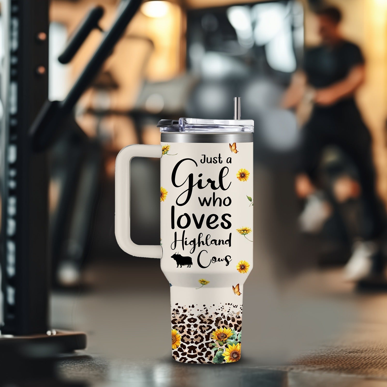 40oz Stainless Steel Tumbler with Handle and Lid - Cow Print Insulated Travel Cup for Hot & Cold Drinks, Double Wall Vacuum Tumbler for Camping, Sports & Outdoor Use, Cute Cow Lover Gift for Birthday & Holiday