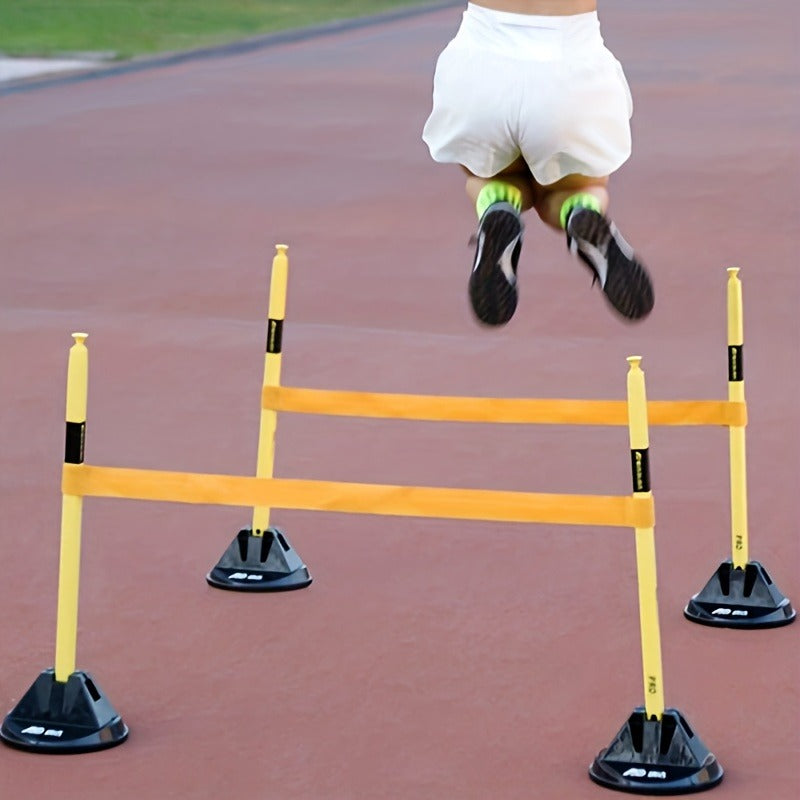 Agility Training Hurdle Bar Set Adjustable Height Speed Drills Football Basketball Soccer Indoor Outdoor Pole Hurdle Training 4 Bases 4 Rods 2 Hurdle Straps Storage Bag