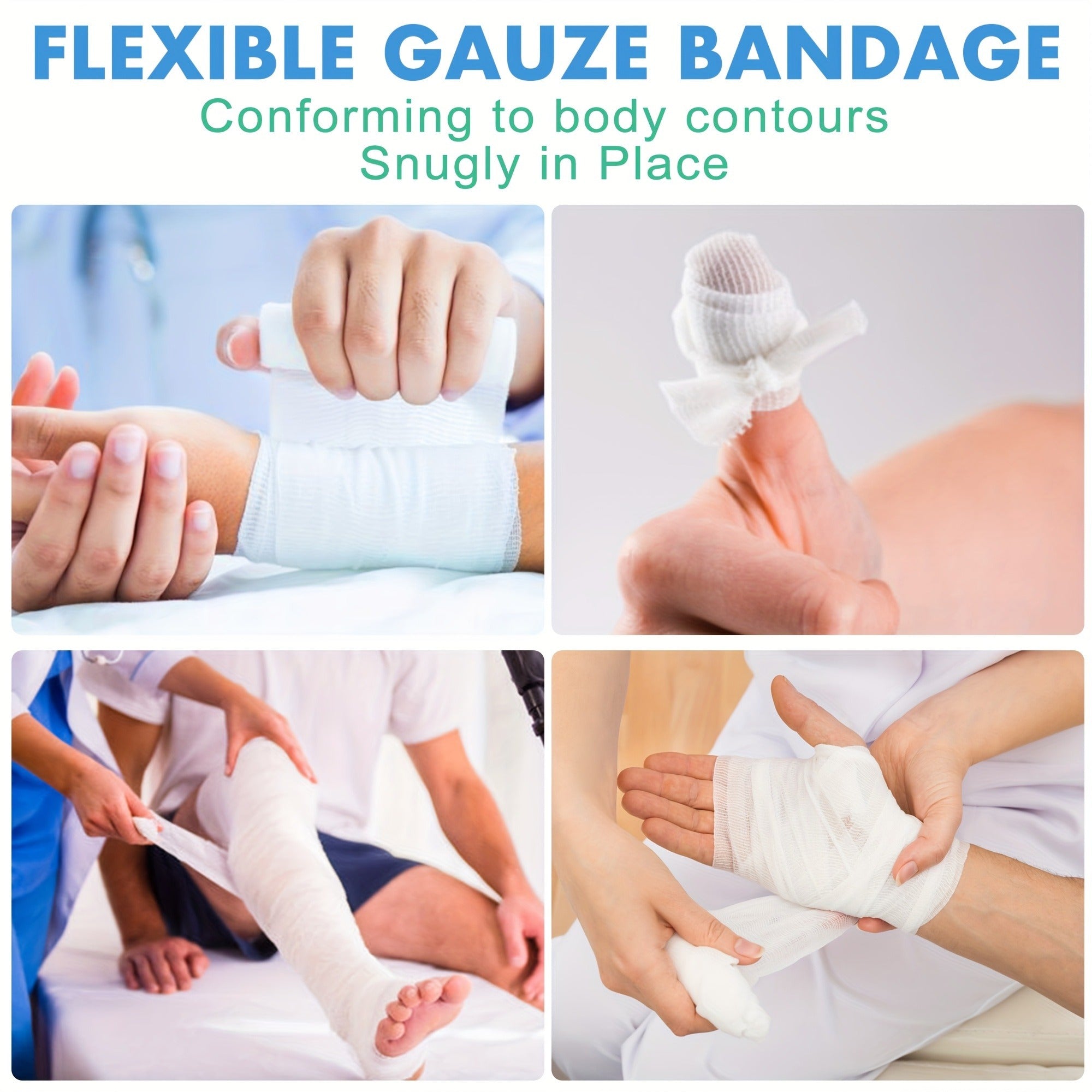 Stretch Gauze Bandage Roll 48 Count Individually Wrapped - 4 Inch x 4 Yards Latex Free Conforming Gauze Wrap for First Aid, Wrist, Knee, Wound Care, Hemostasis & Outdoor Emergency Medical Supplies