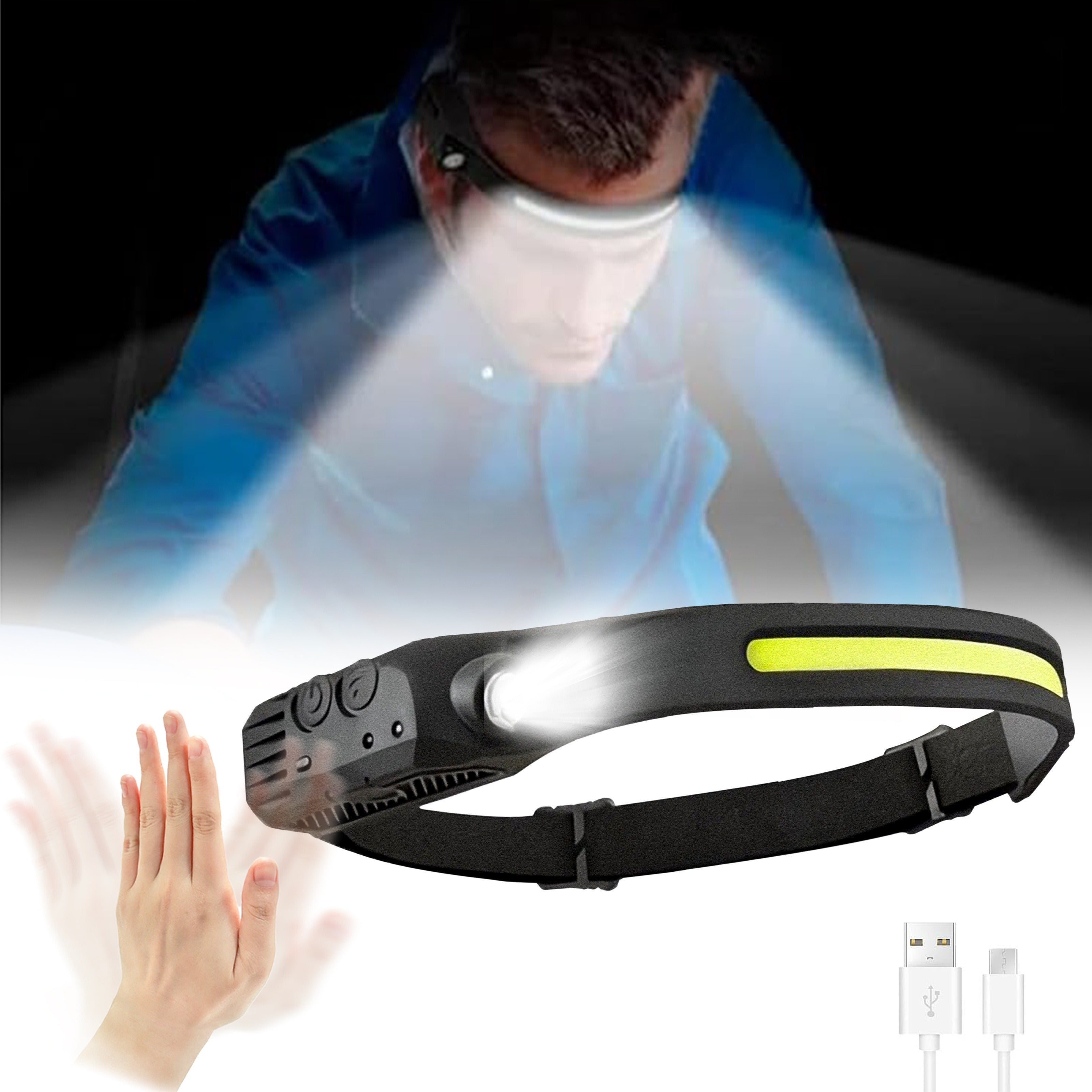 Motion Sensor Headlamp 4-Pack – USB Rechargeable LED