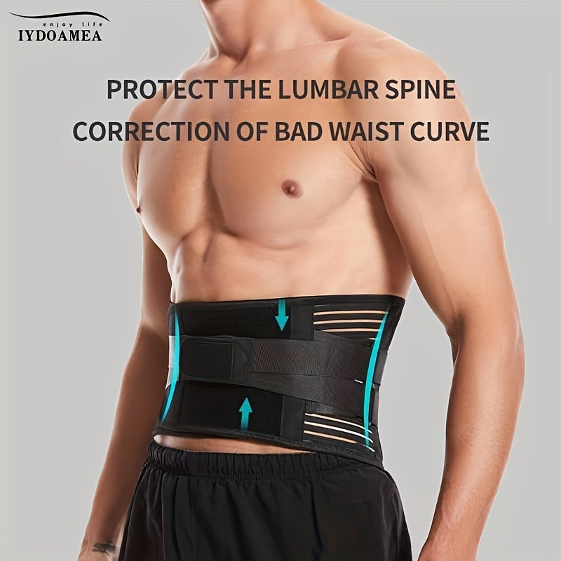 Lumbar Support Belt with 6 Stays & 16-Hole Mesh – Breathable Back Brace for Men Women, Anti-Skid Waist Support for Work, Sciatica & Lower Back Pain Relief