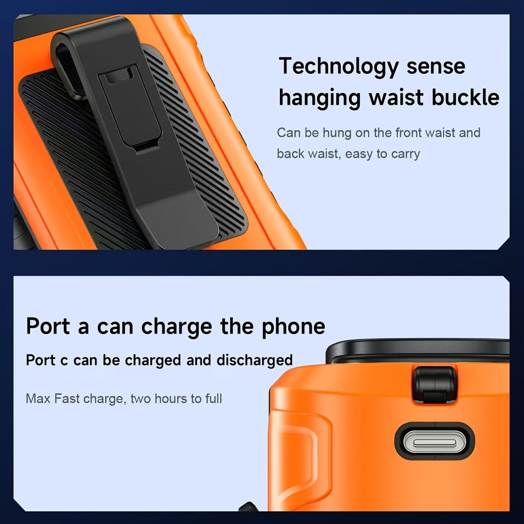 Wearable Neck Fan Rechargeable 10000mAh, 5-in-1 Portable USB Fan 22000RPM Brushless Motor, 5 Wind Speeds, LED Power Indicator, Built-in Flashlight, Hands-Free for Camping Hiking Fishing Outdoor Indoor